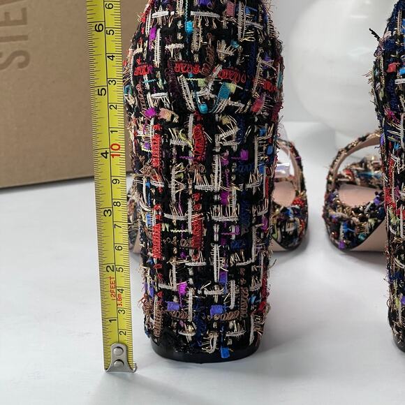 Steve Madden Susan Multi Tweed Platform Chunky Heels Black Multicolor Women 10 M - Picture 5 of 11